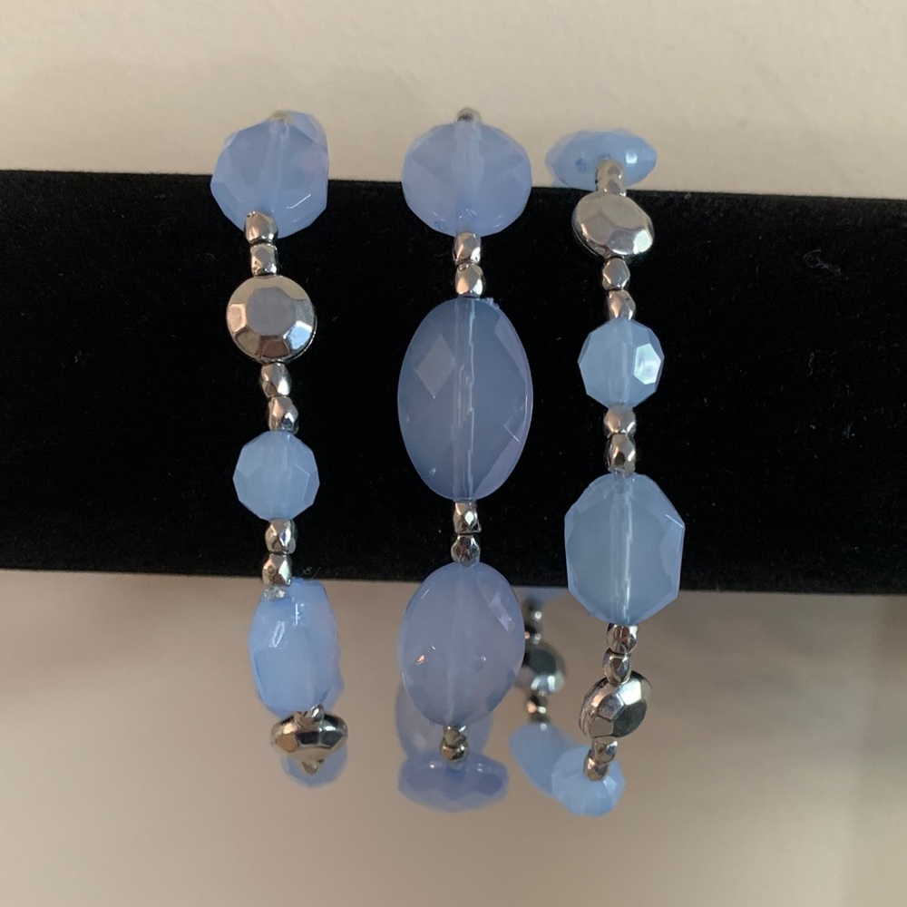 Set of 3 Blue Beaded Bracelets